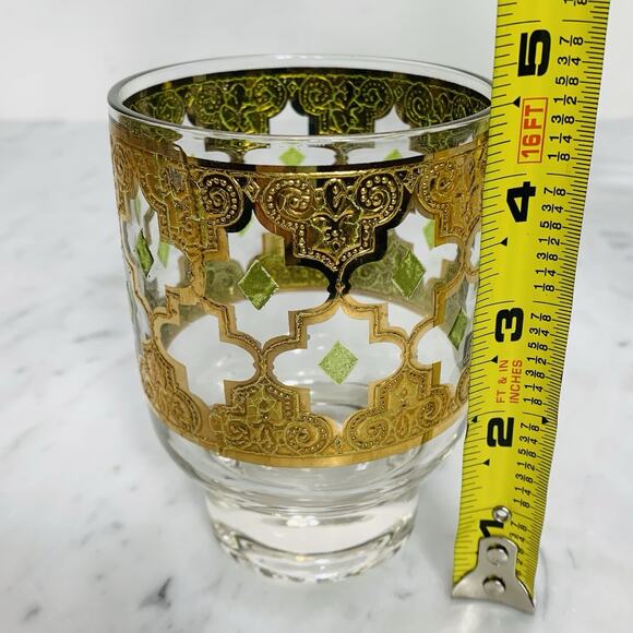 CULVER Valencia 22K Gold Footed Double Old Fashioned Glass Set 8 Vintage MCM EUC - Picture 9 of 10